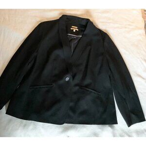 Talbots Fabric Knit In Italy Blazer Black Jacket Women's Sz20W BUST48